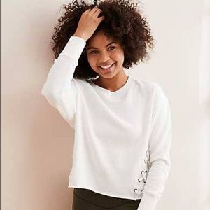 NWT Aerie white lace up sweatshirt